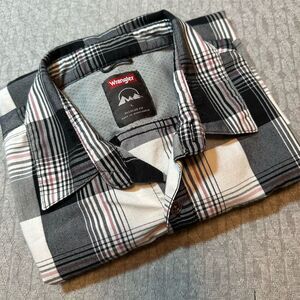 Wrangler Men's Plaid Short Sleeve Button-Up Shirt Black Size L
